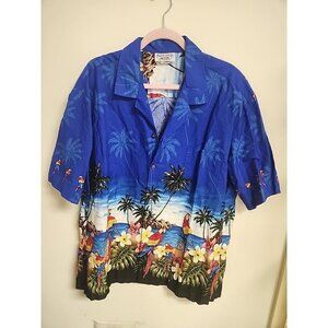 Pacific Legand Apparel. Sz 2X-L Blue Parrots‎ Hawaiian Shirt